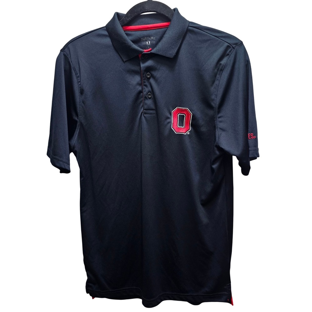 Scarlet & Gray Ohio State Buckeyes Mens S Black Embroidered Block O Polo NCAA